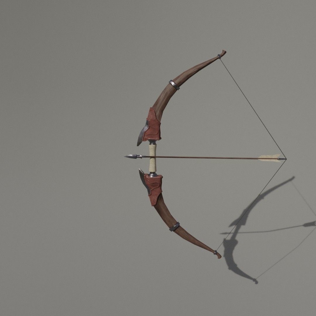 Low-poly bow and arrow Low-poly 3D model_2