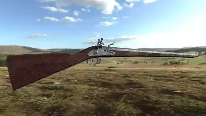 Low poly mukset flintlock rifle Free low-poly 3D model