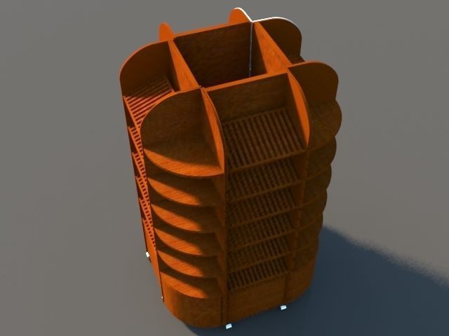 3d modeling tall tower made of wooden planks 3D model_2