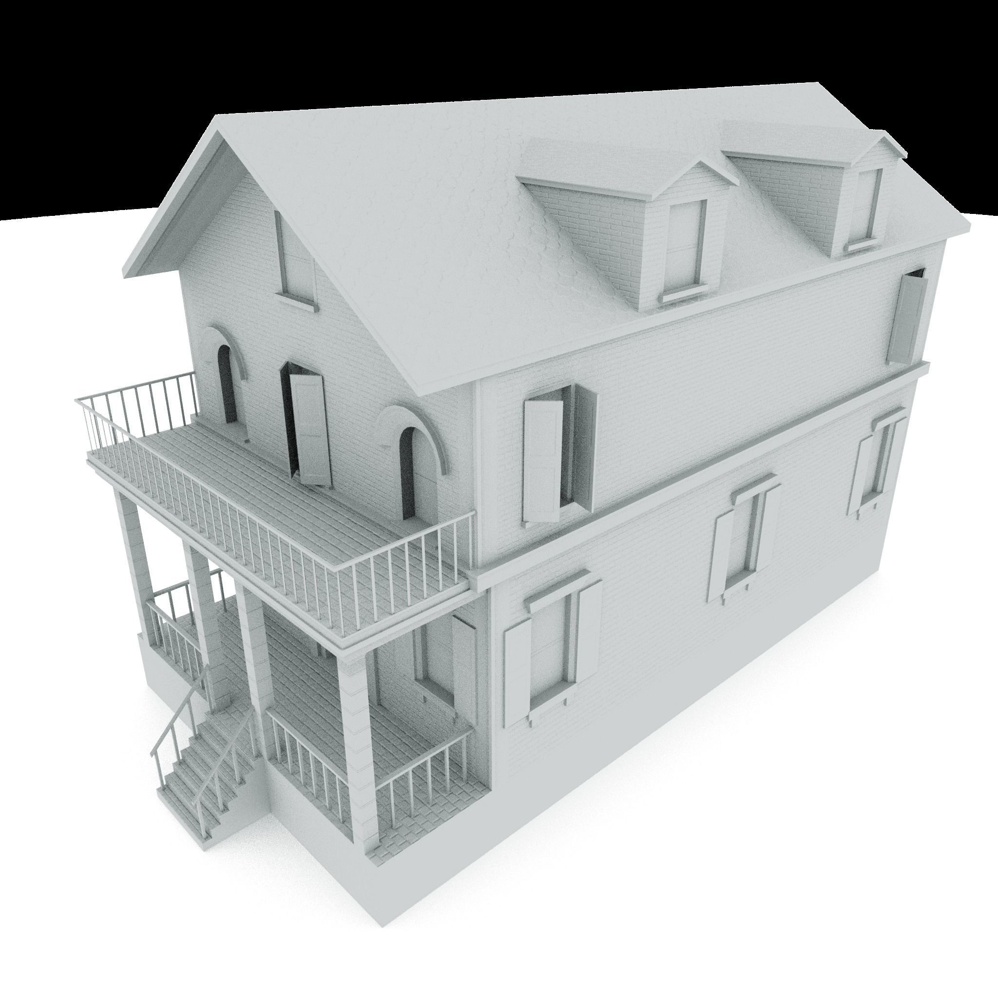 Residential house 01 Low-poly 3D model_13
