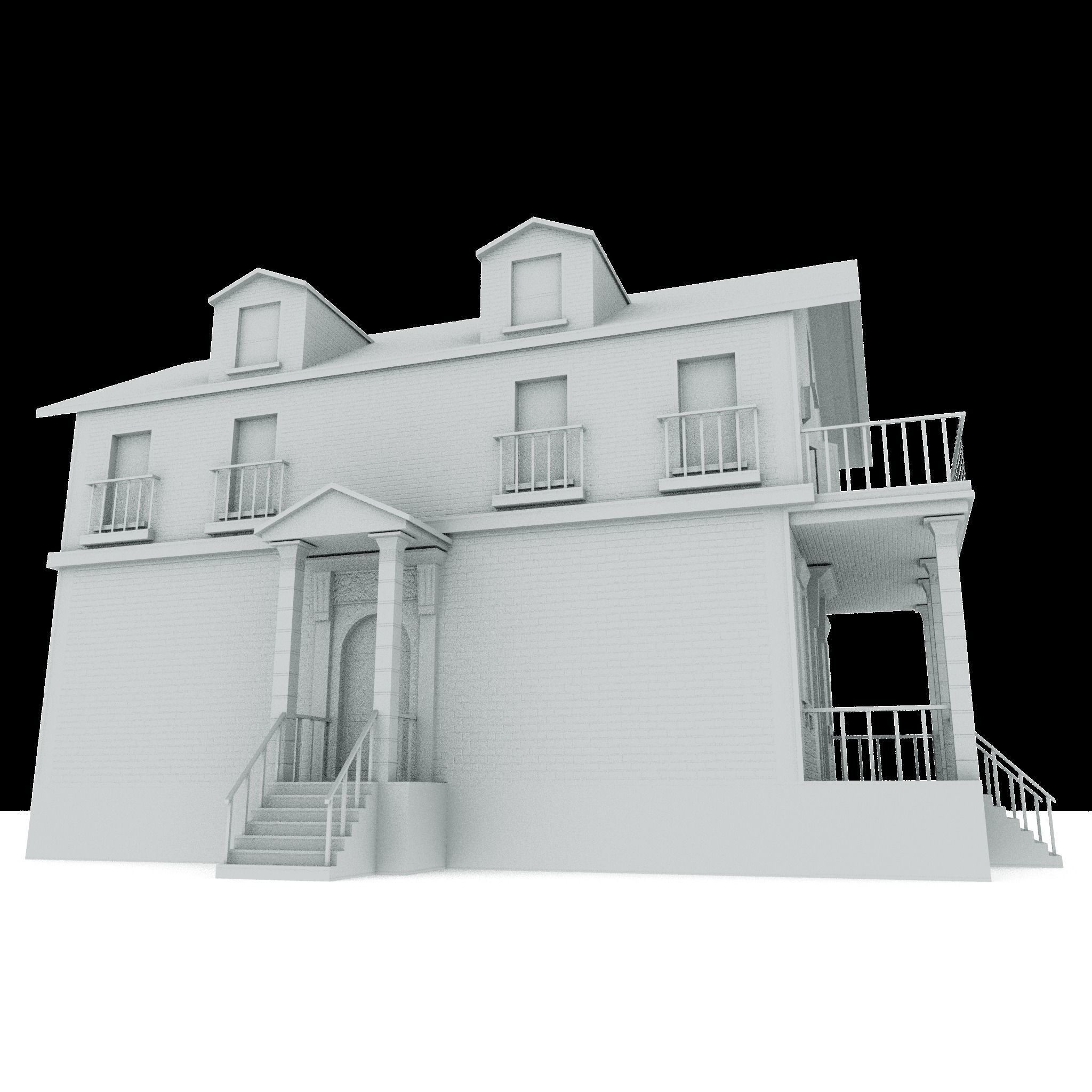 Residential house 01 Low-poly 3D model_7