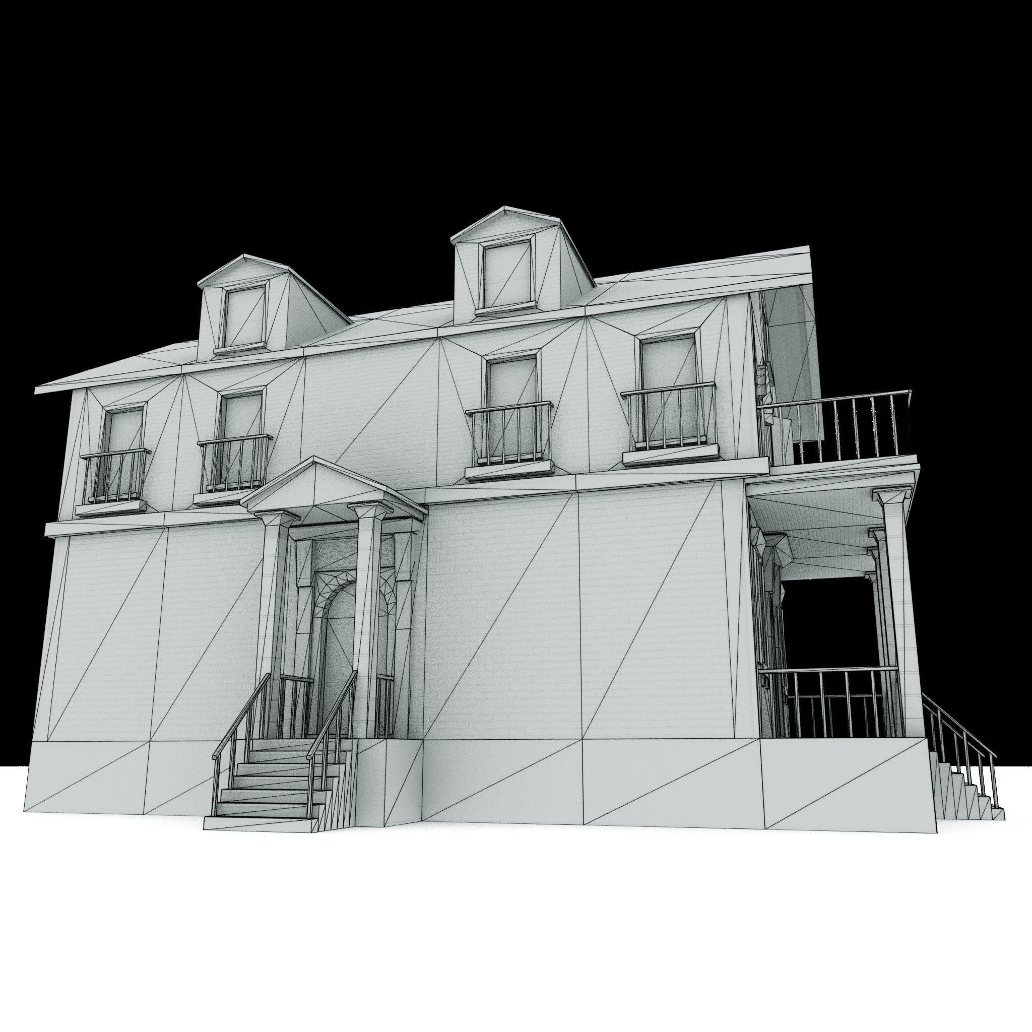 Residential house 01 Low-poly 3D model_8