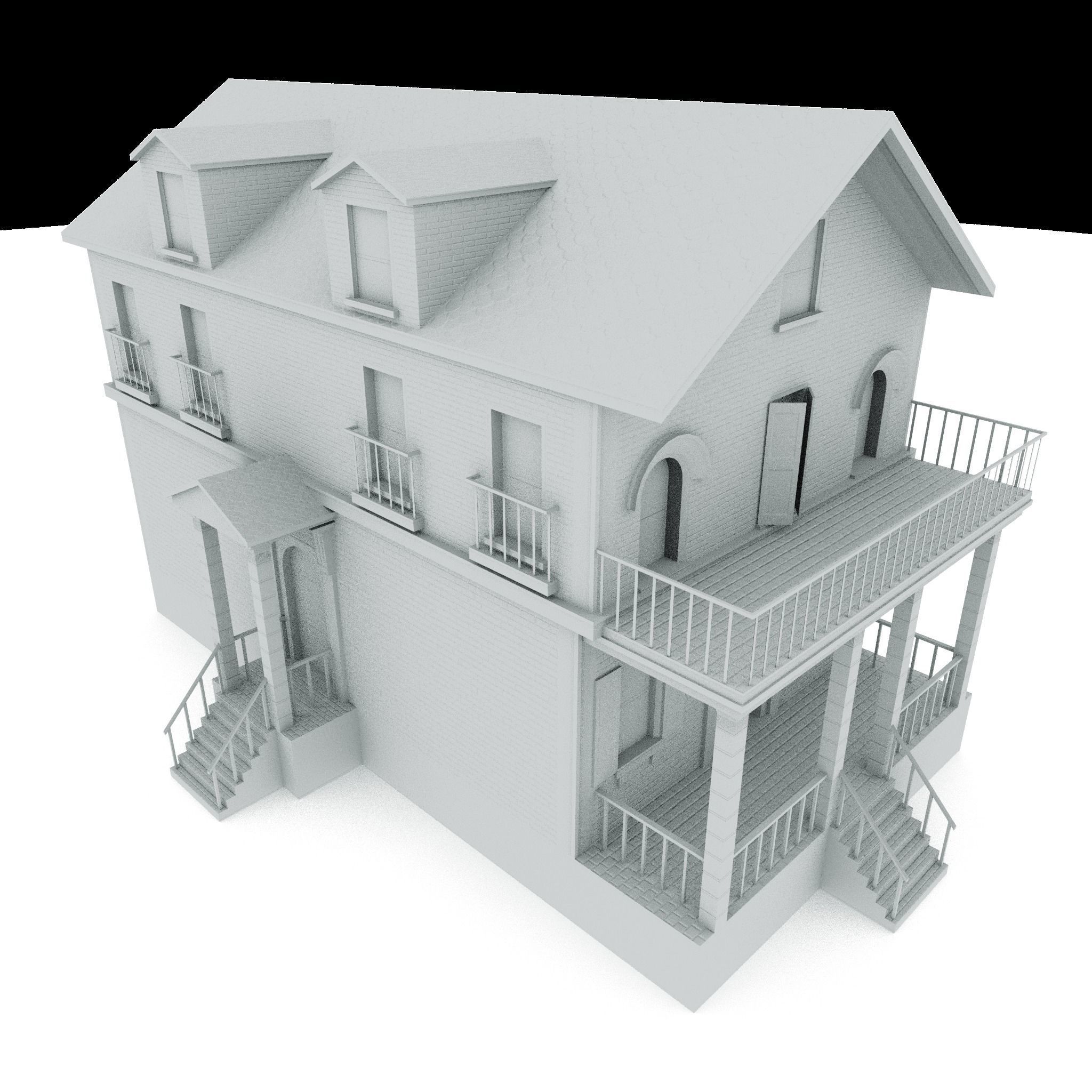 Residential house 01 Low-poly 3D model_4