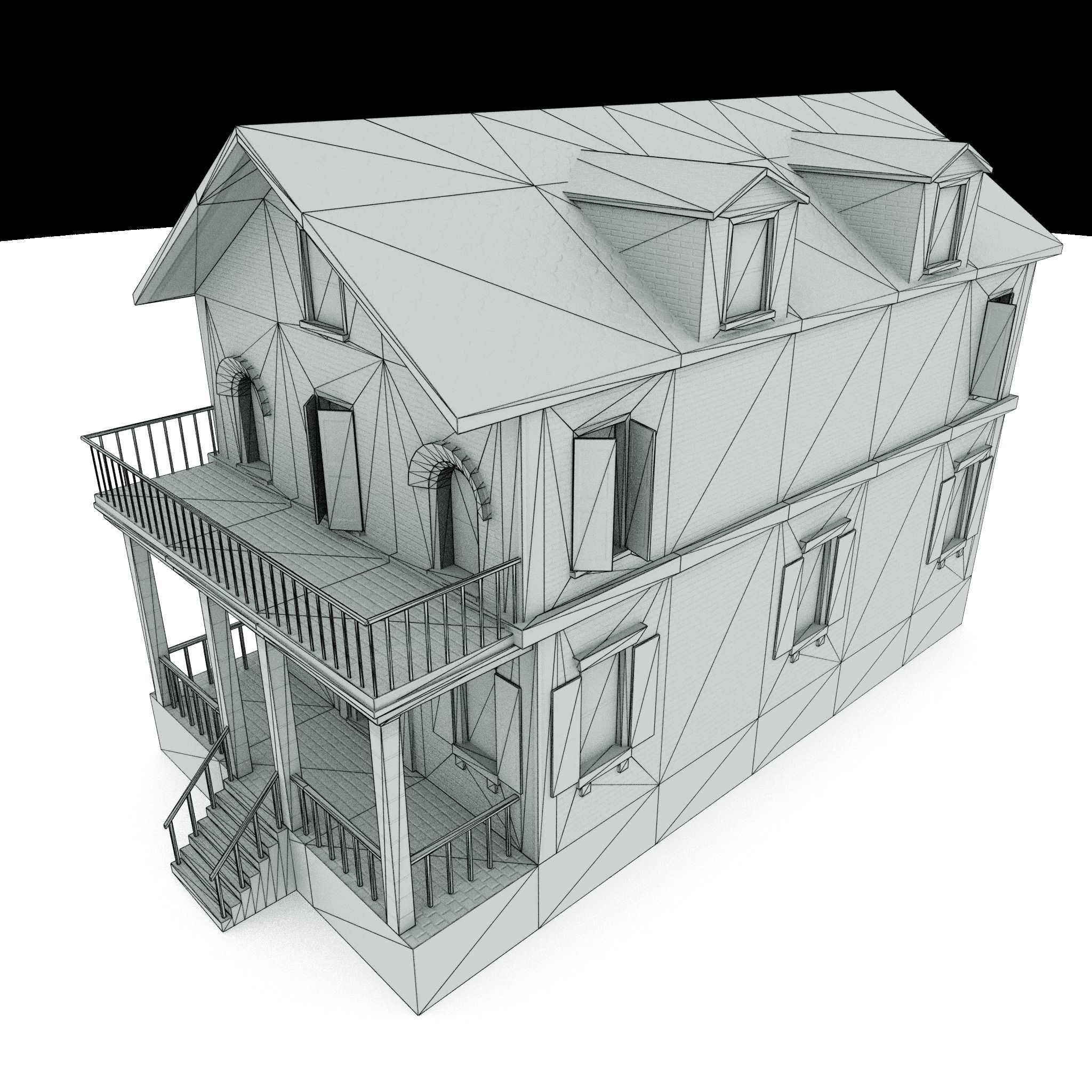 Residential house 01 Low-poly 3D model_14