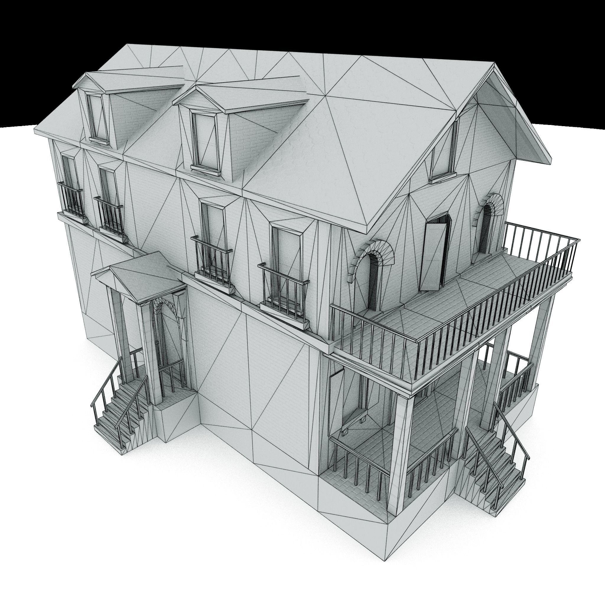 Residential house 01 Low-poly 3D model_5