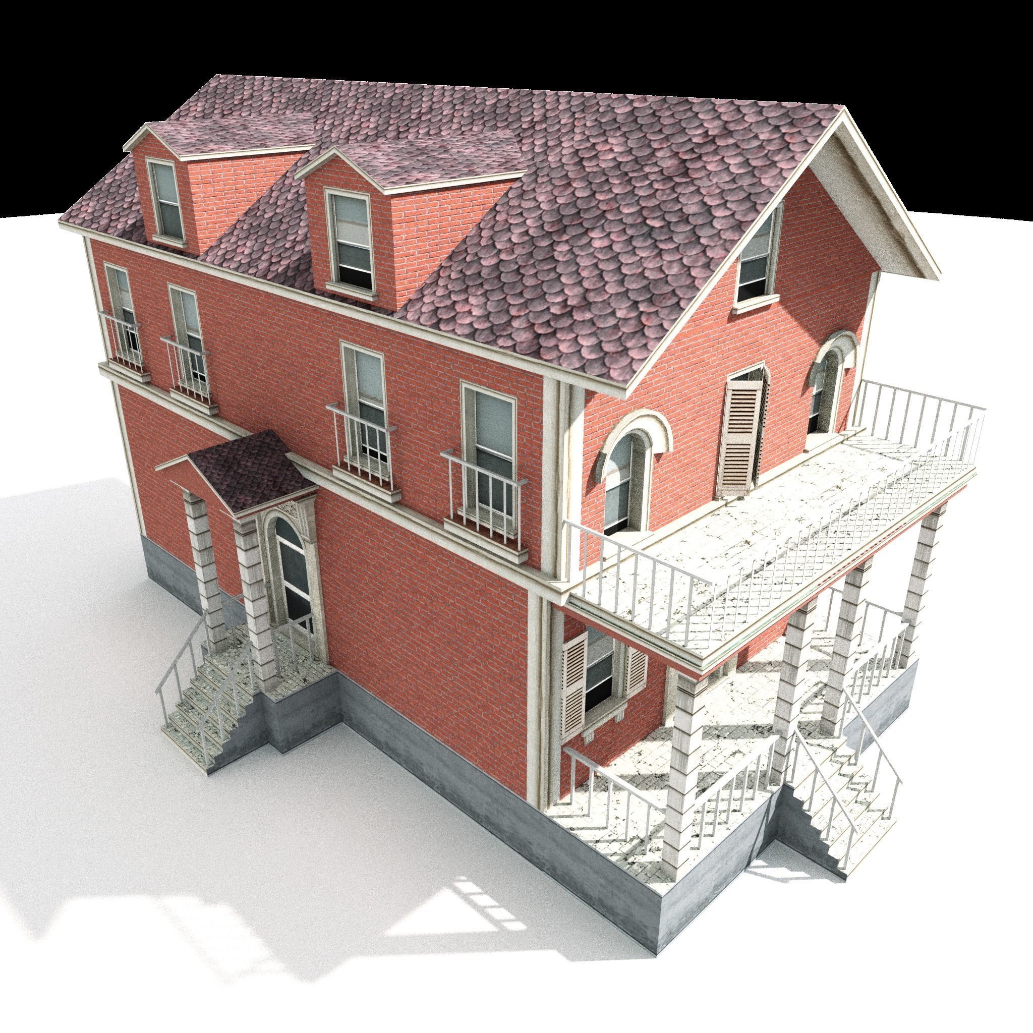 Residential house 01 Low-poly 3D model_3