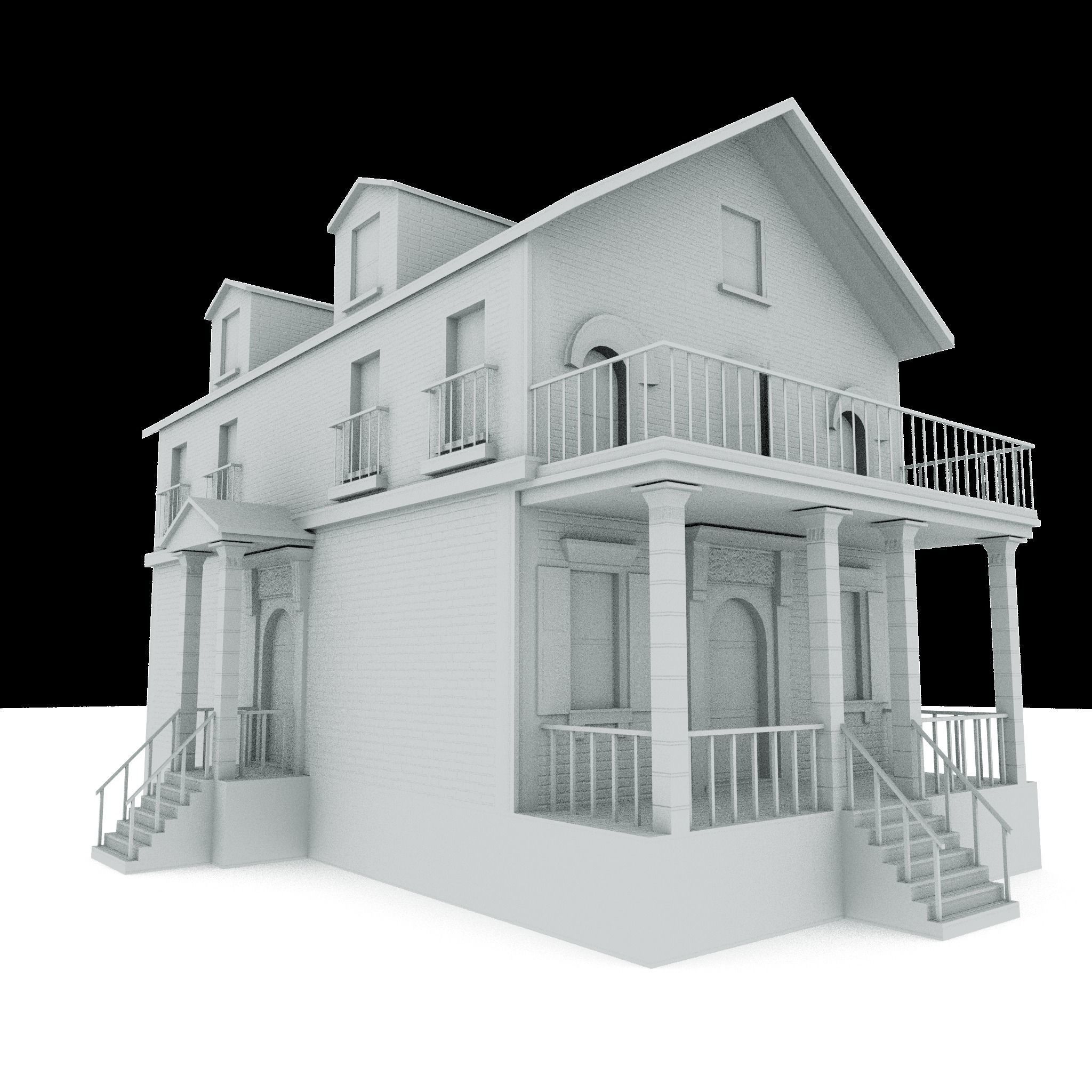 Residential house 01 Low-poly 3D model_1