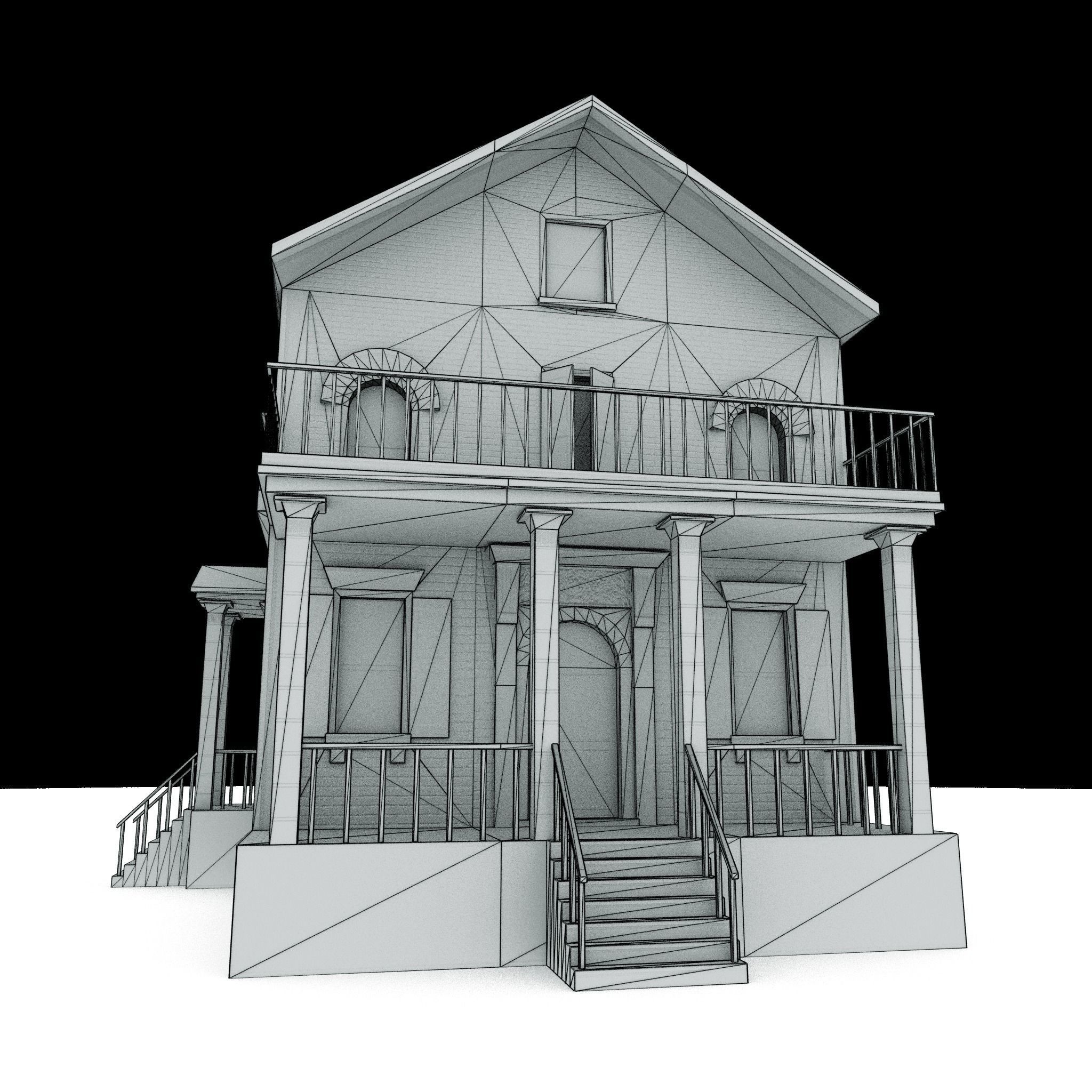 Residential house 01 Low-poly 3D model_11