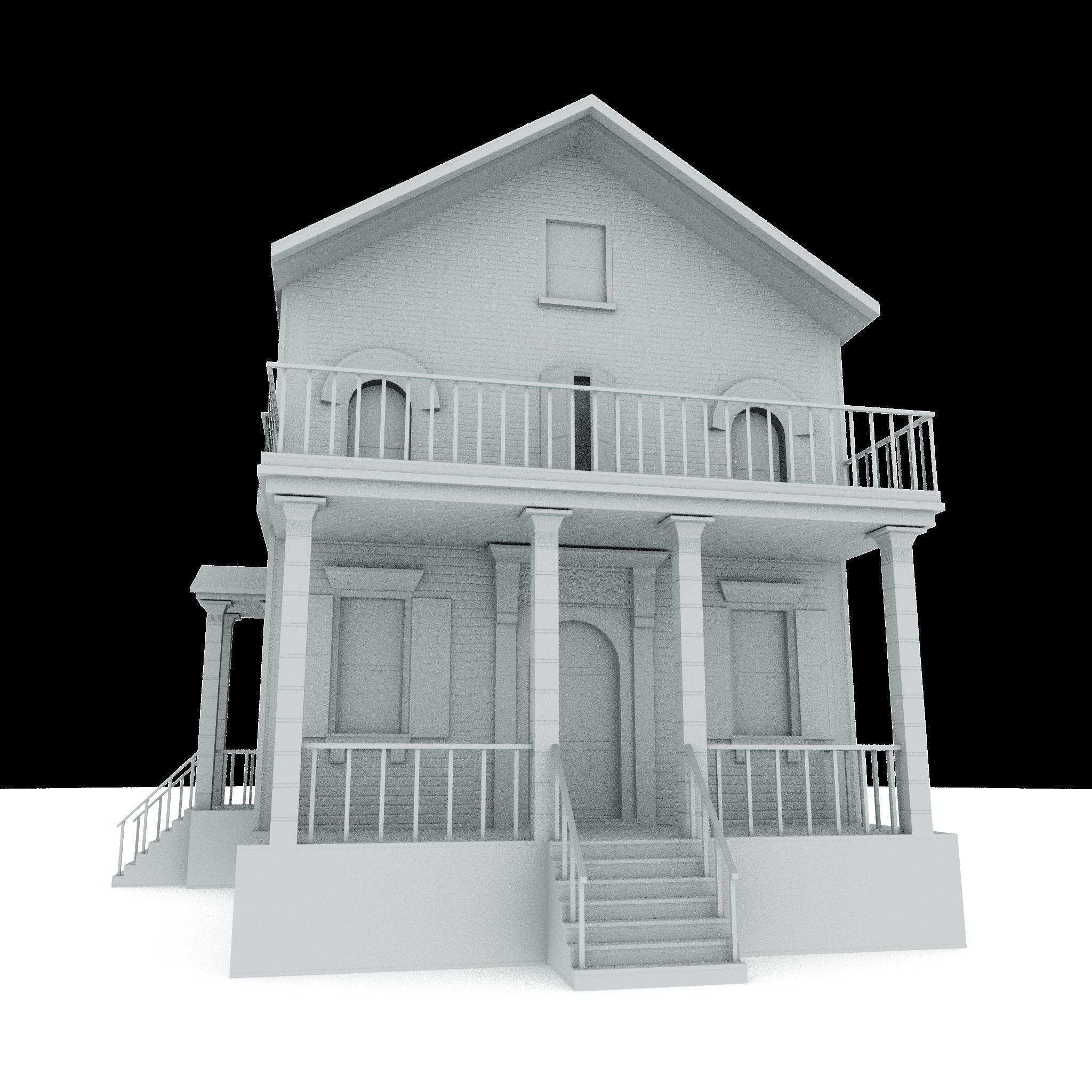 Residential house 01 Low-poly 3D model_10