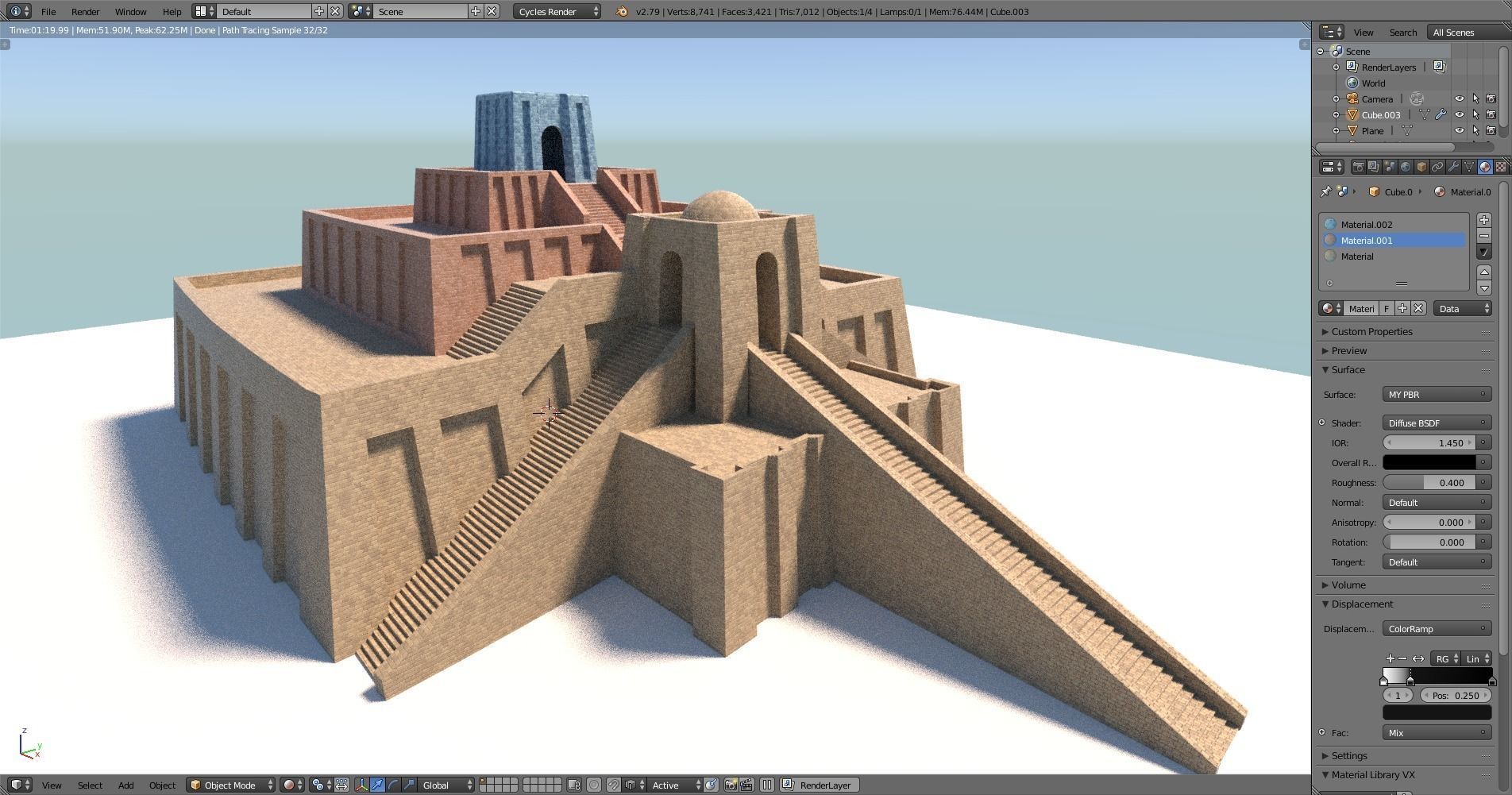 ziggurat ancient egyptian structure Low-poly 3D model_1