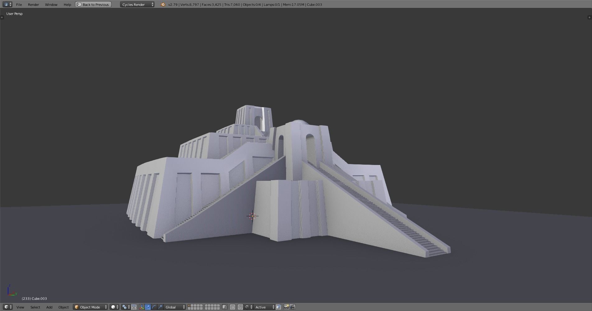 ziggurat ancient egyptian structure Low-poly 3D model_3