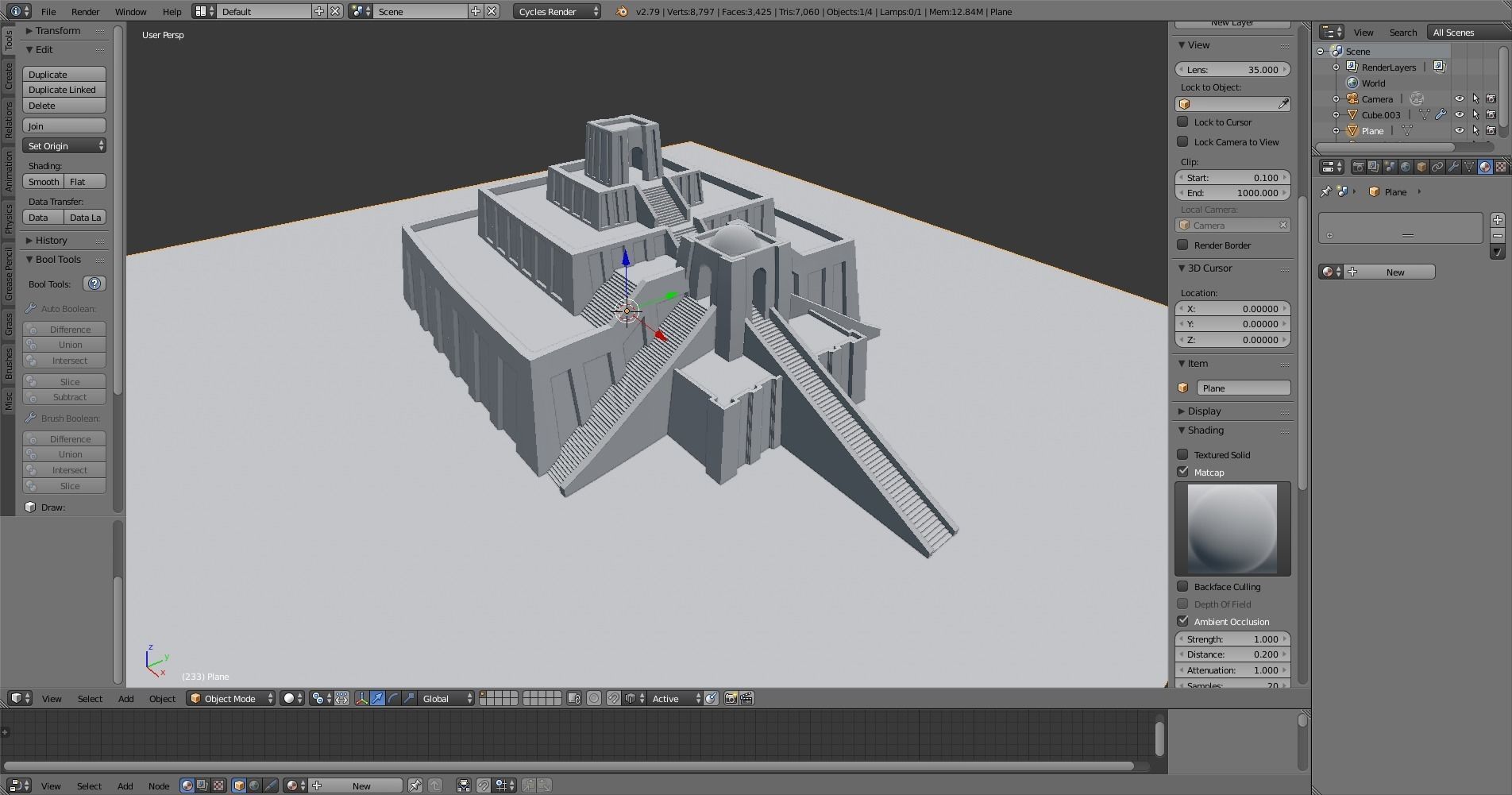 ziggurat ancient egyptian structure Low-poly 3D model_2