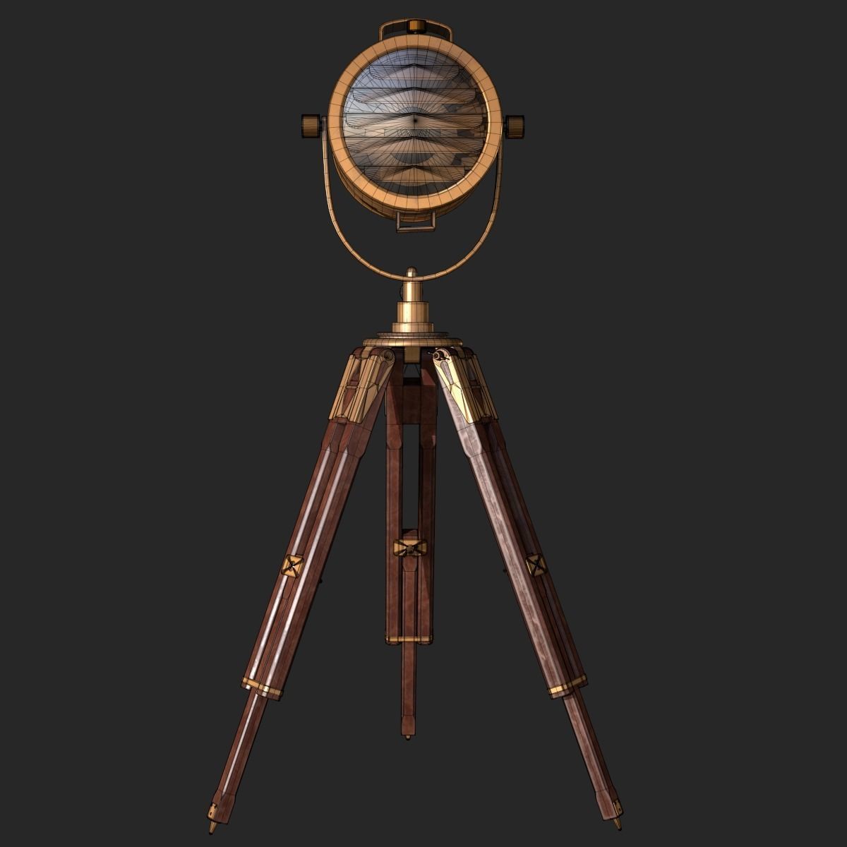 Old Antique Spotlight Lamp PBR Low-poly 3D model_18