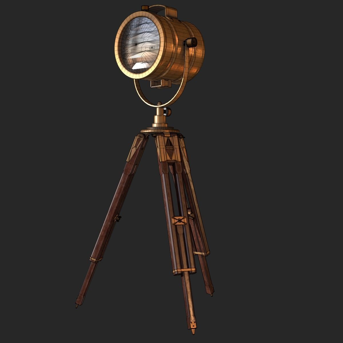 Old Antique Spotlight Lamp PBR Low-poly 3D model_6