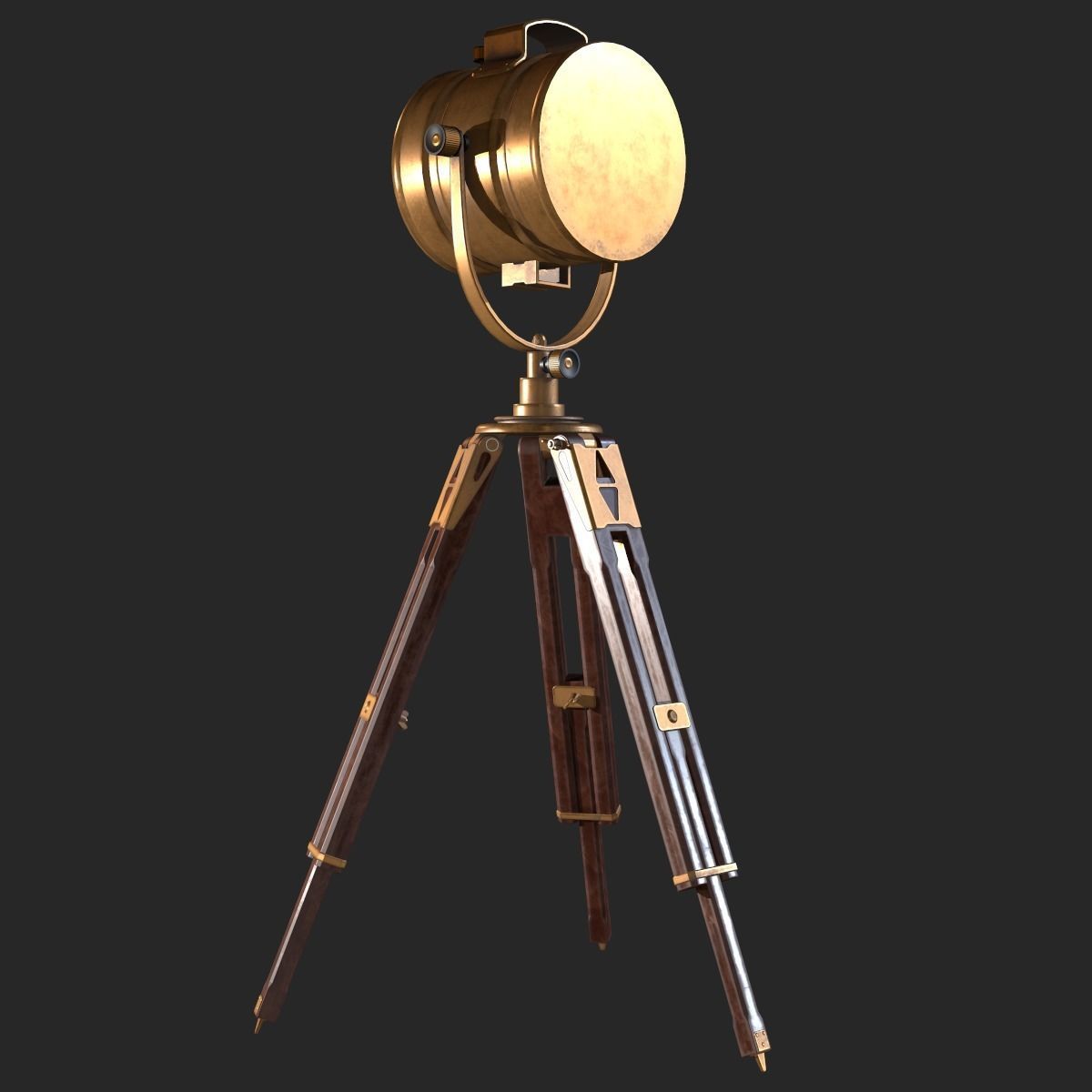 Old Antique Spotlight Lamp PBR Low-poly 3D model_10