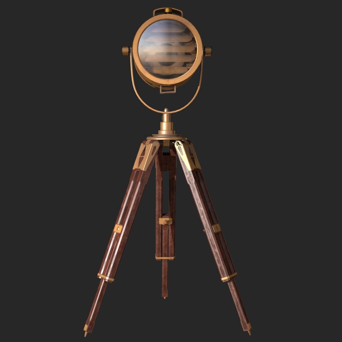 Old Antique Spotlight Lamp PBR Low-poly 3D model_16