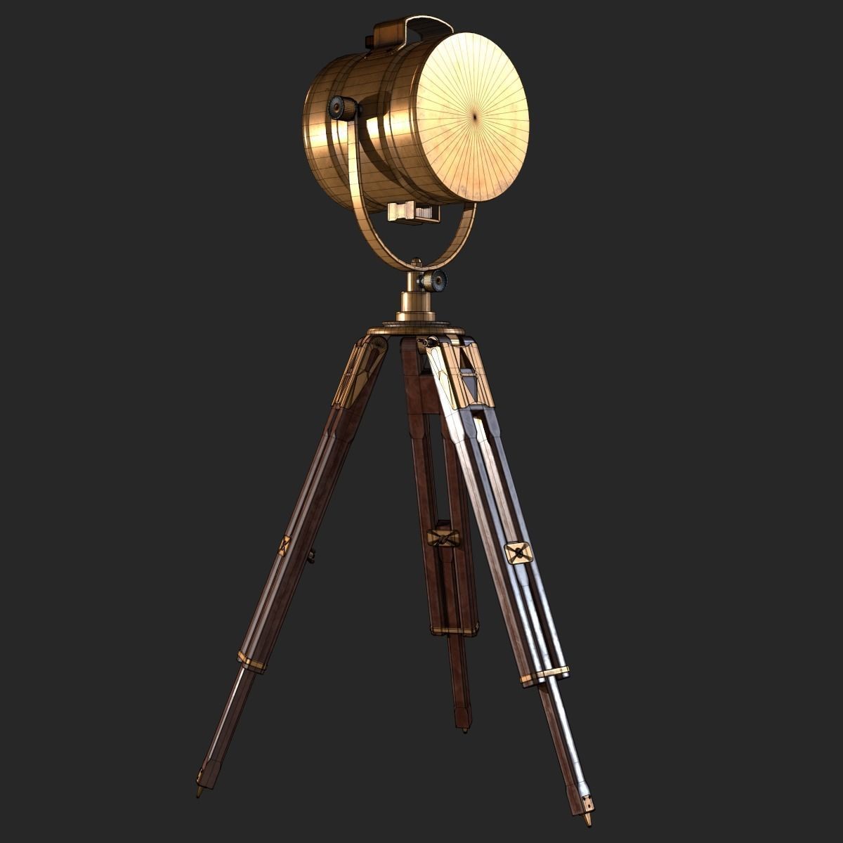 Old Antique Spotlight Lamp PBR Low-poly 3D model_12