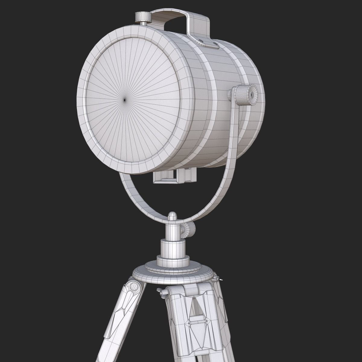 Old Antique Spotlight Lamp PBR Low-poly 3D model_2