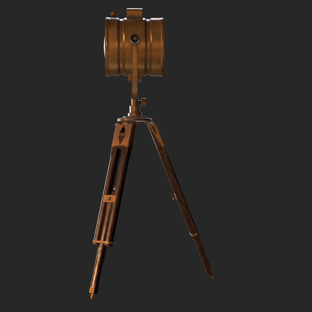 Old Antique Spotlight Lamp PBR Low-poly 3D model_13
