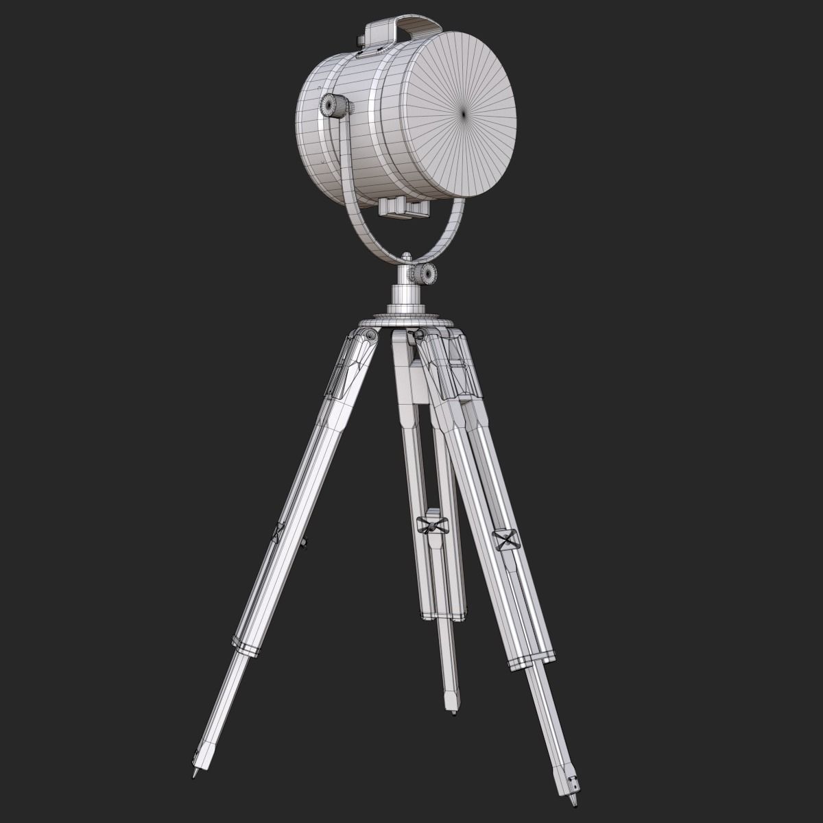 Old Antique Spotlight Lamp PBR Low-poly 3D model_11