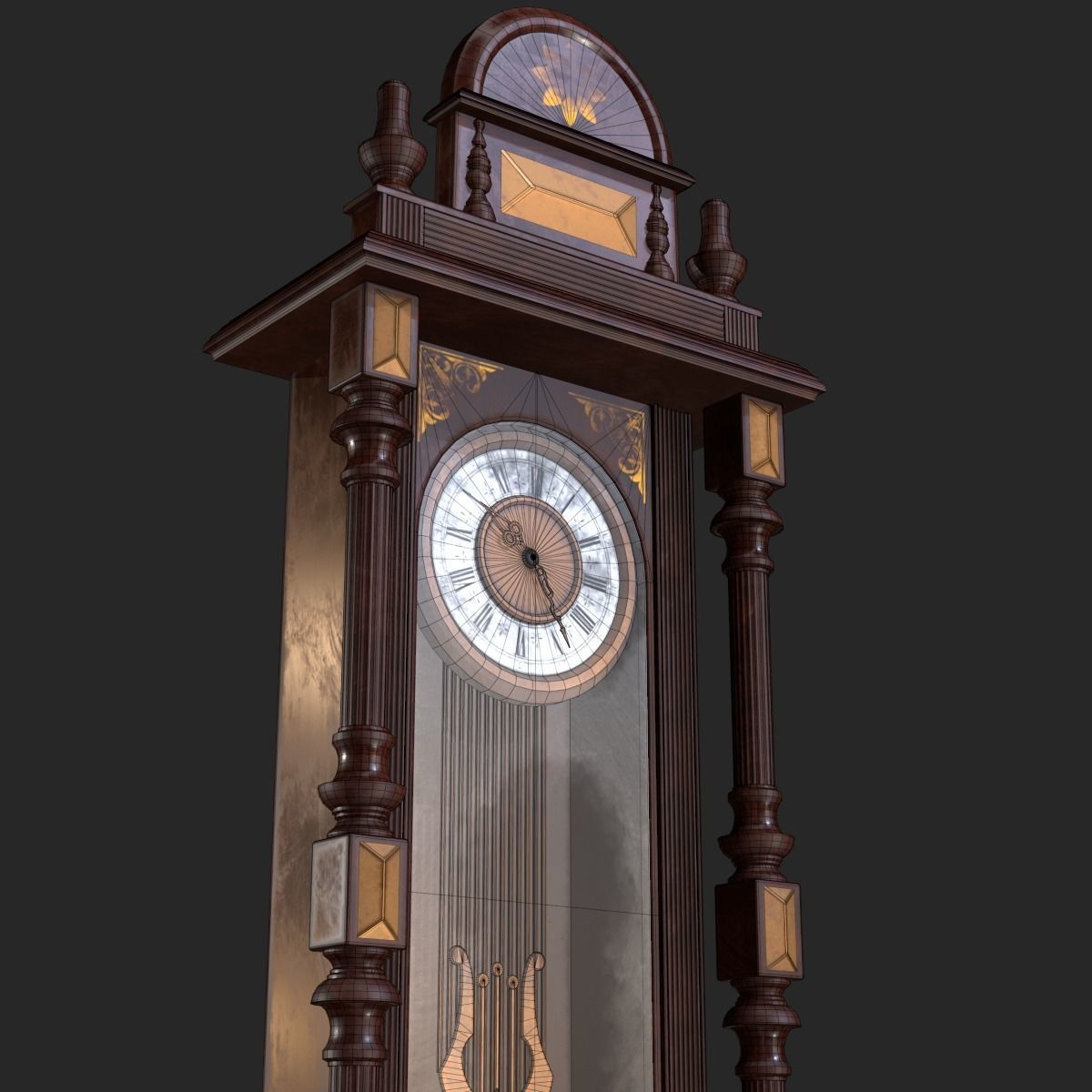 Old Antique Wall Clock PBR Low-poly 3D model_18