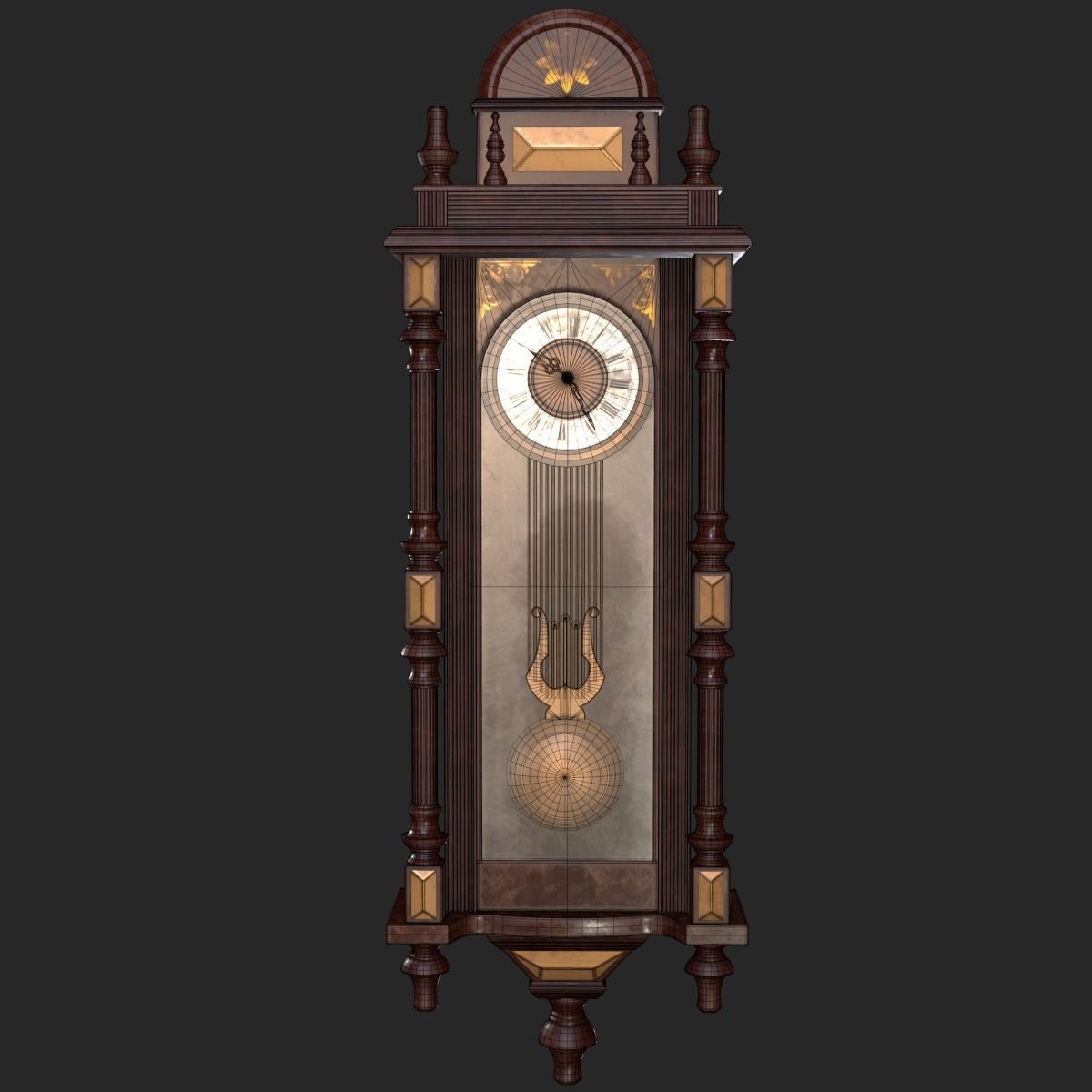 Old Antique Wall Clock PBR Low-poly 3D model_15