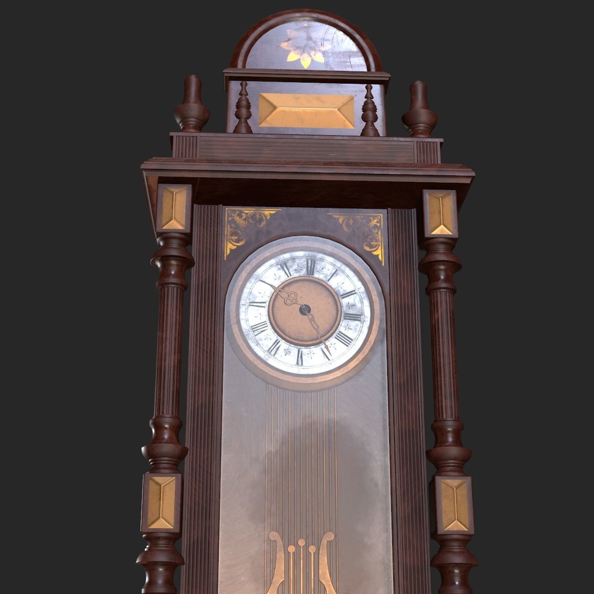 Old Antique Wall Clock PBR Low-poly 3D model_19