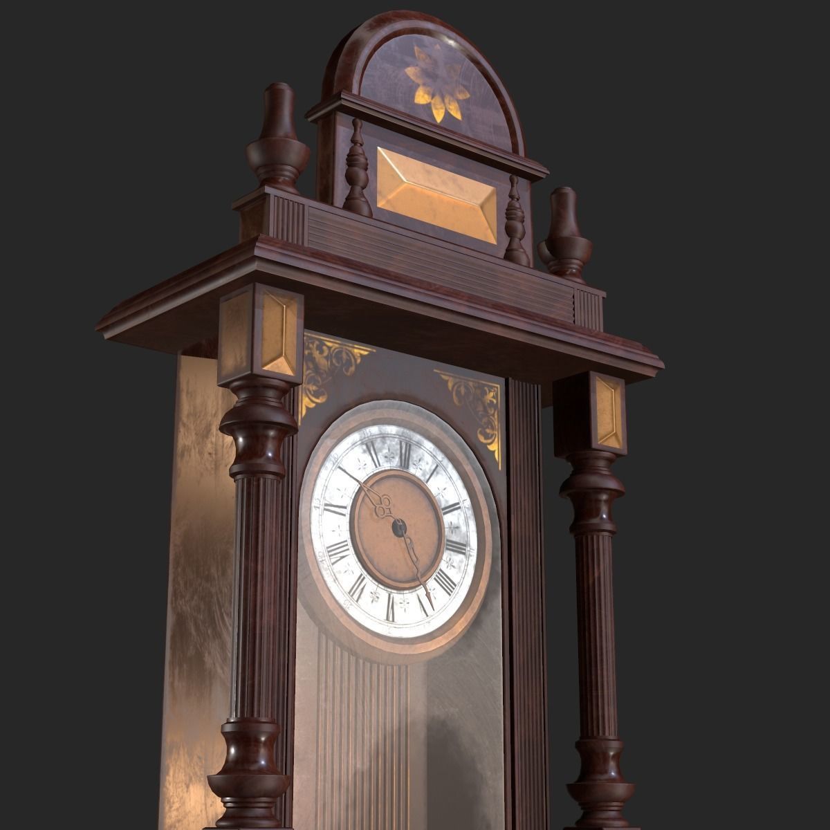 Old Antique Wall Clock PBR Low-poly 3D model_7