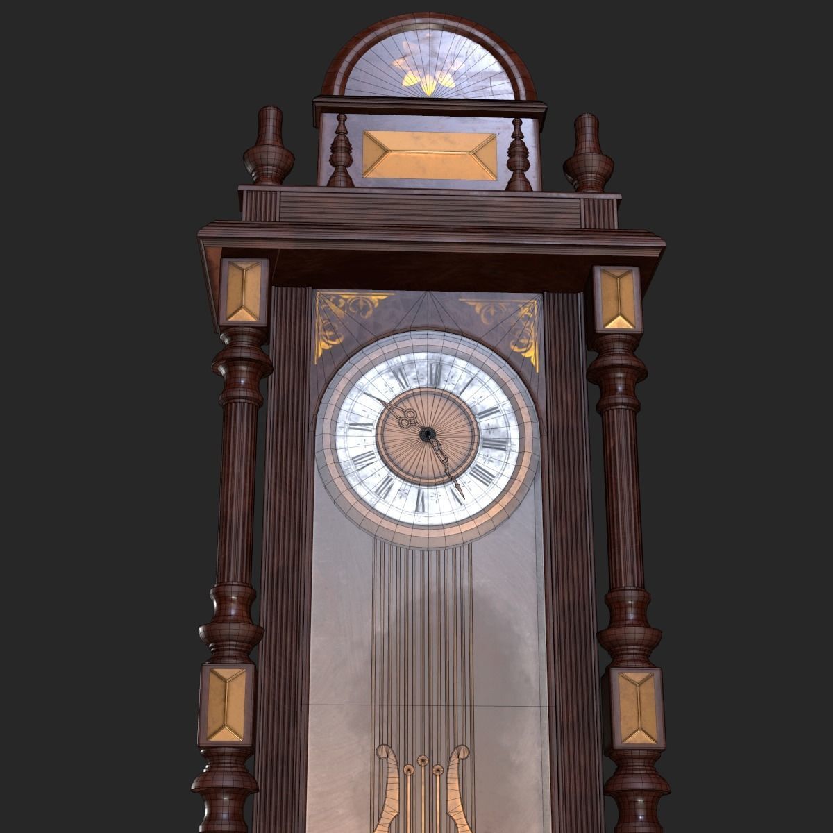 Old Antique Wall Clock PBR Low-poly 3D model_21