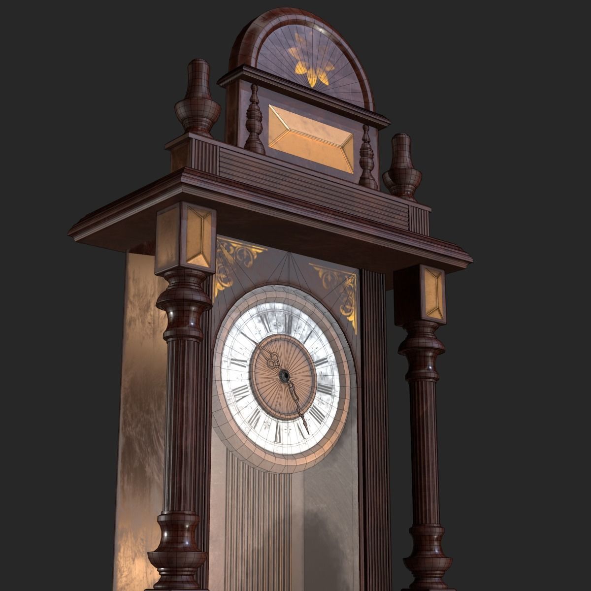 Old Antique Wall Clock PBR Low-poly 3D model_9