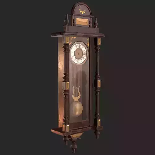 Old Antique Wall Clock PBR Low-poly 3D model