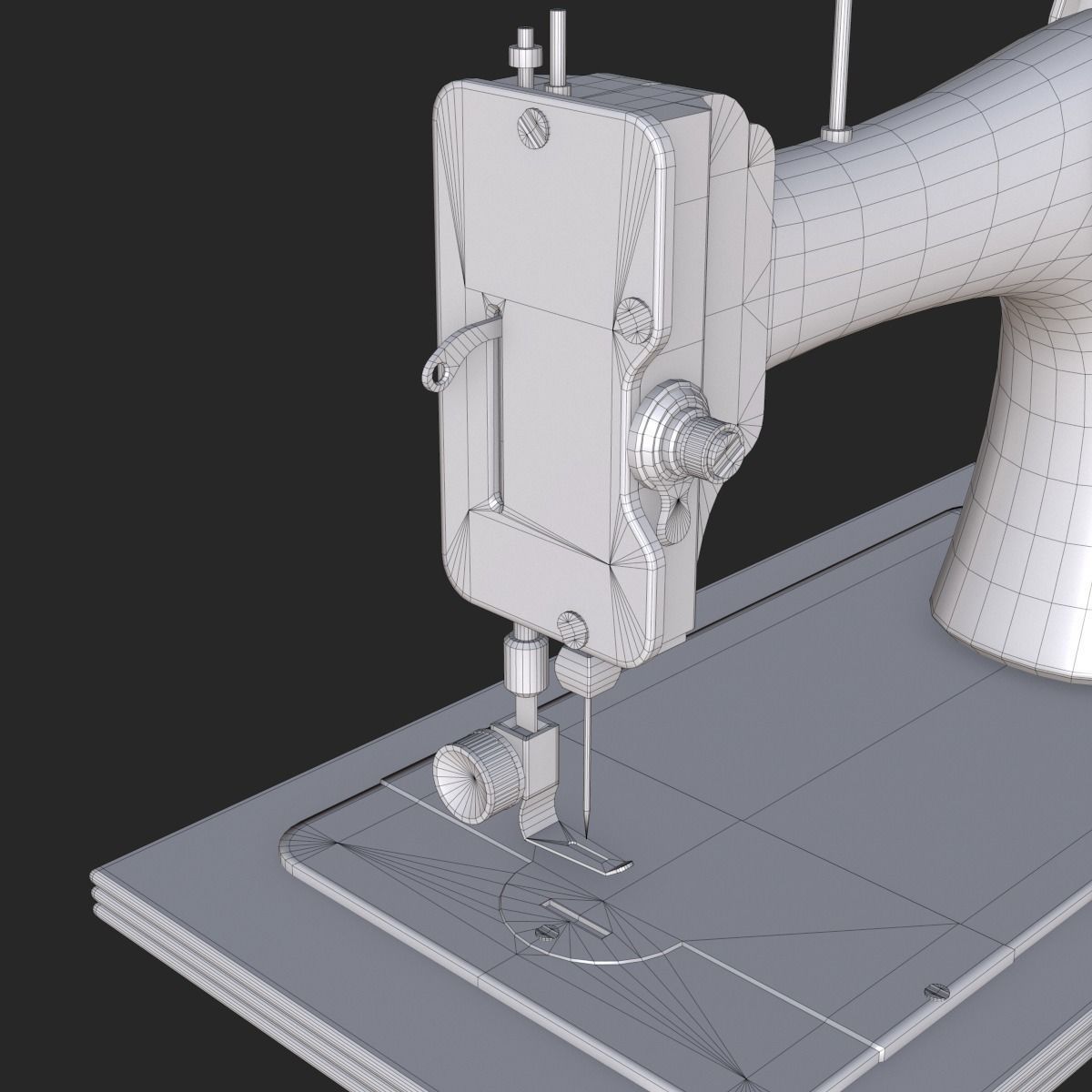 Old Antique Sewing Machine PBR Low-poly 3D model_11