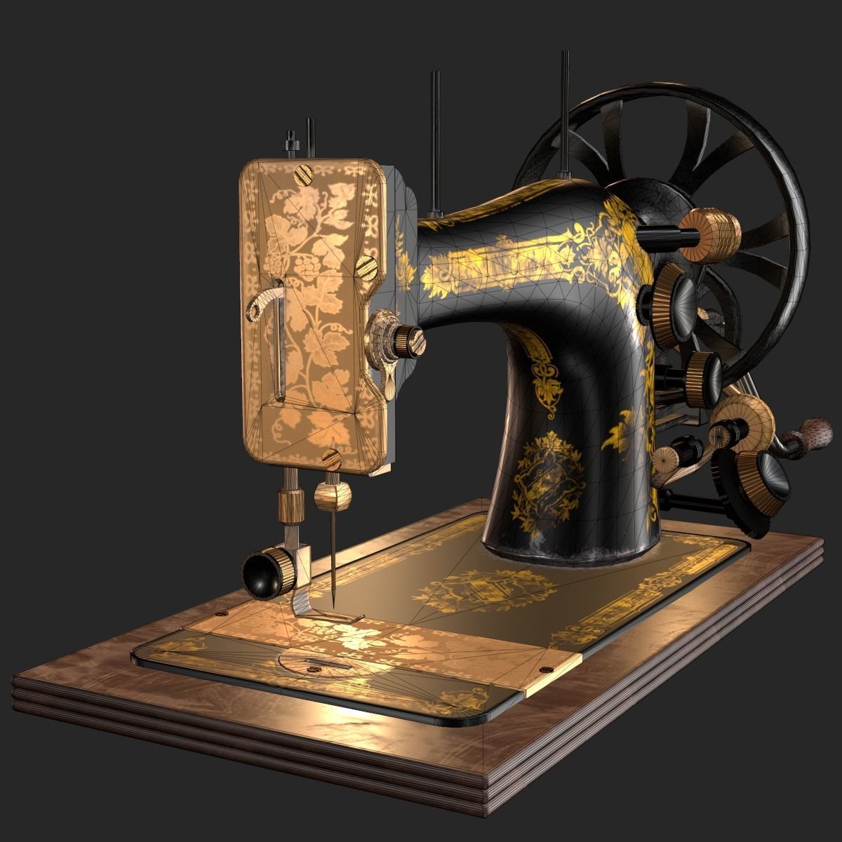 Old Antique Sewing Machine PBR Low-poly 3D model_18