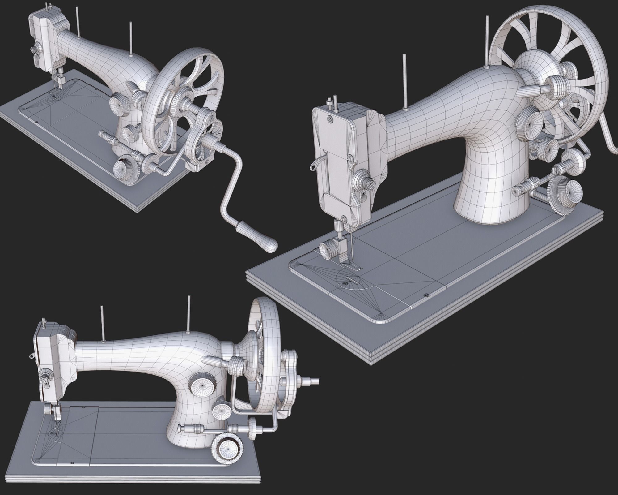 Old Antique Sewing Machine PBR Low-poly 3D model_5