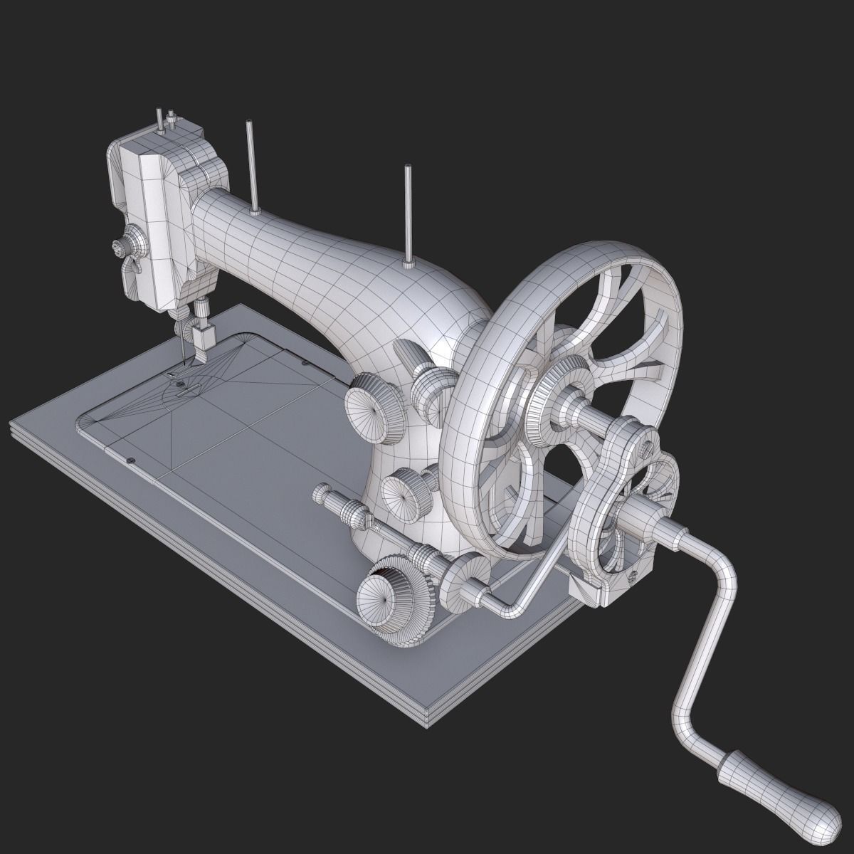 Old Antique Sewing Machine PBR Low-poly 3D model_8