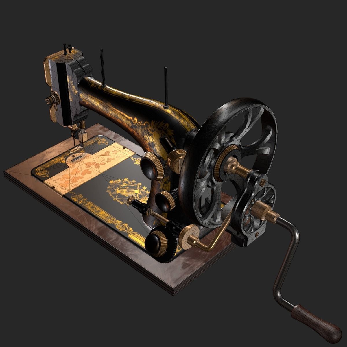 Old Antique Sewing Machine PBR Low-poly 3D model_9
