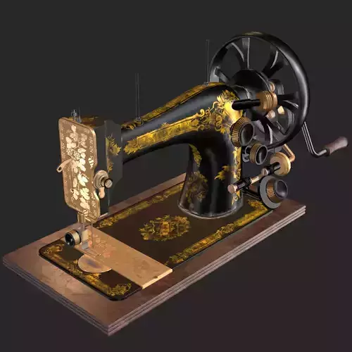 Old Antique Sewing Machine PBR Low-poly 3D model