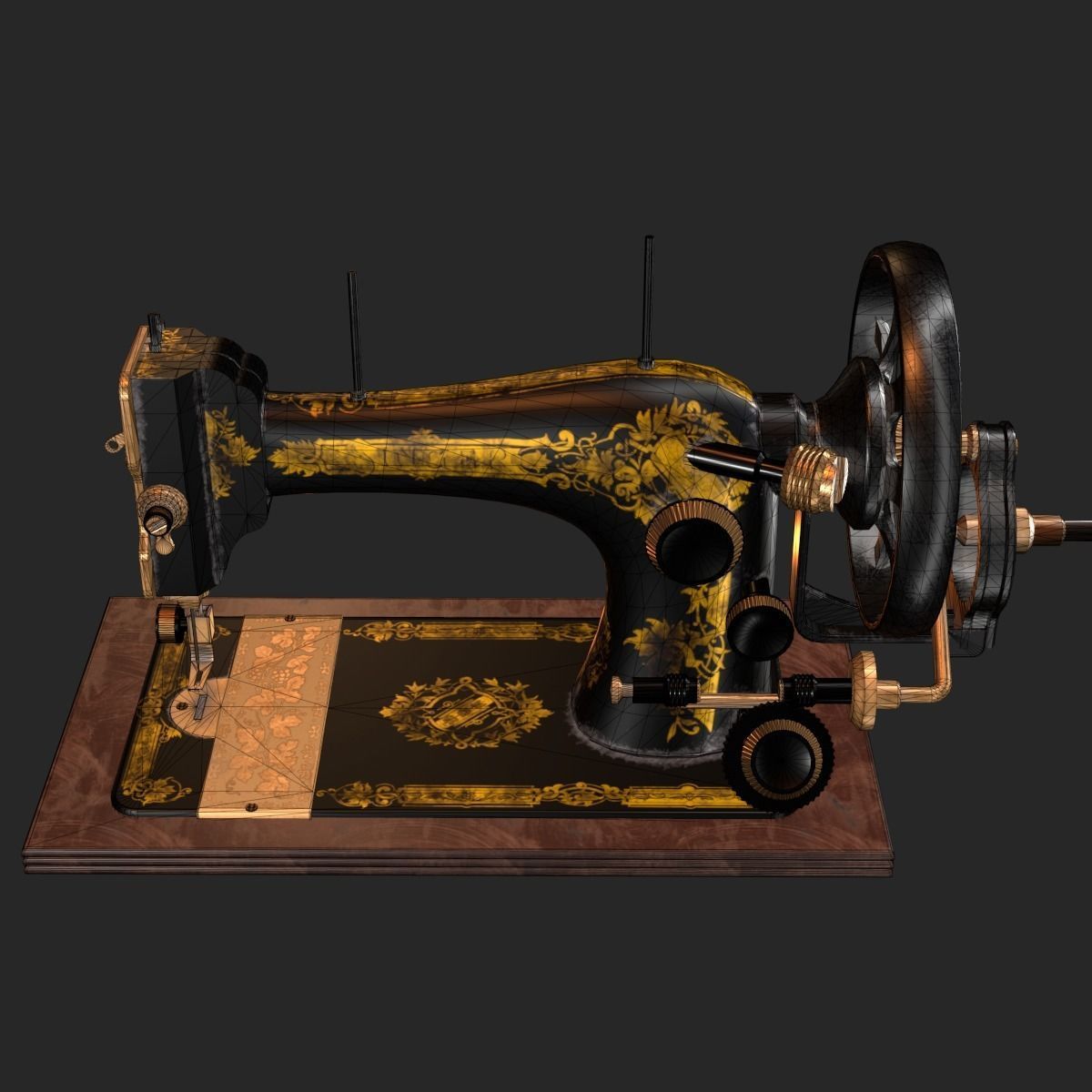 Old Antique Sewing Machine PBR Low-poly 3D model_15