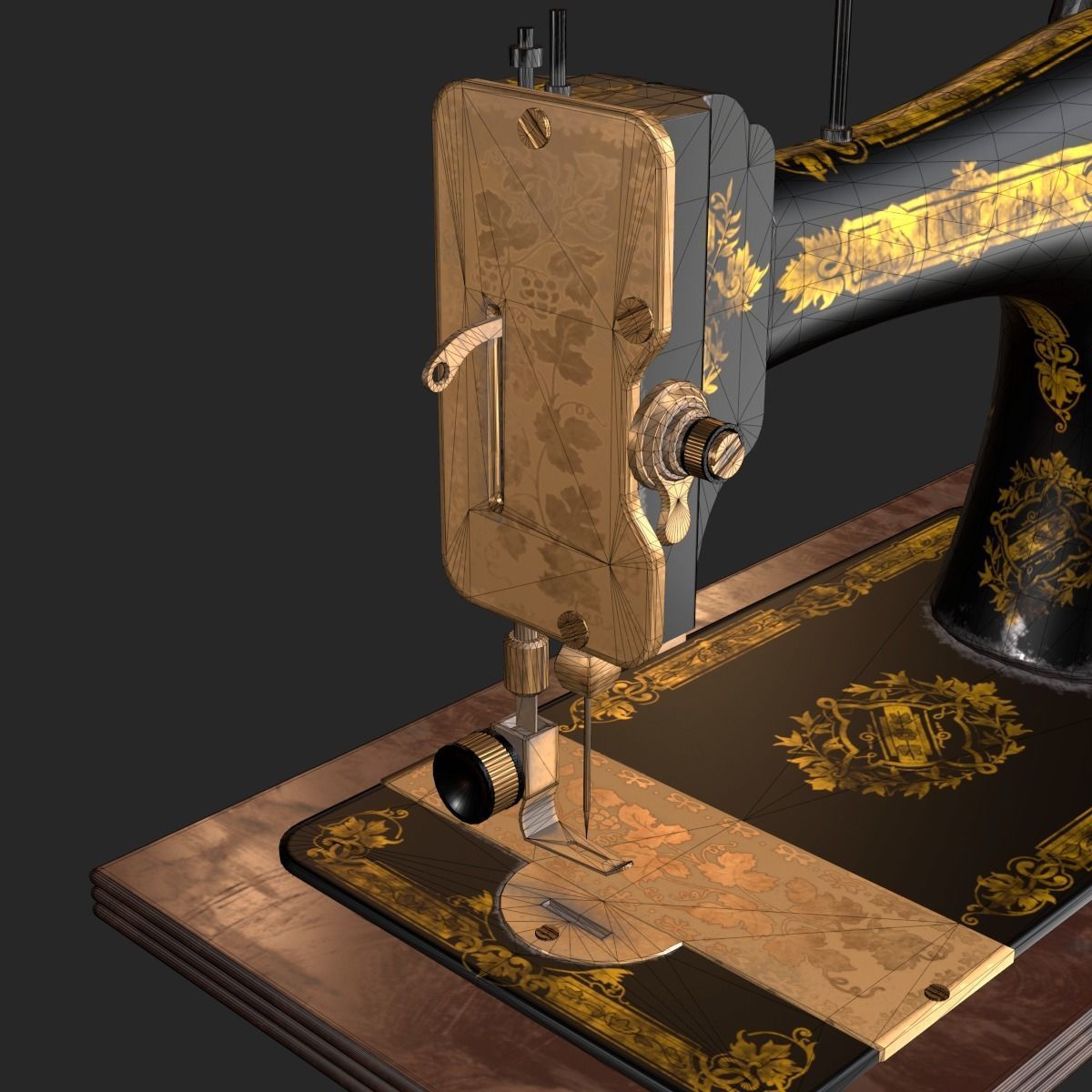 Old Antique Sewing Machine PBR Low-poly 3D model_12
