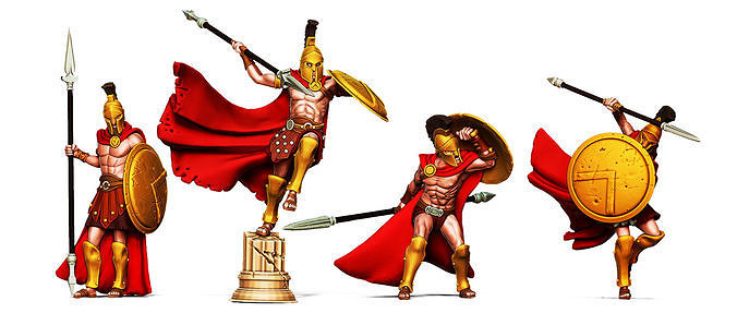 Spartan Bundle II - 4 spartan miniatures 35 mm scale 3D print model