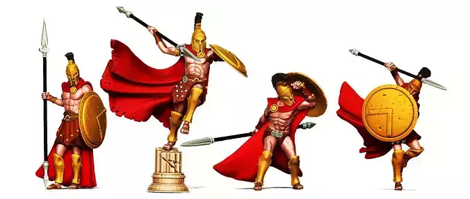 Spartan Bundle II - 4 spartan miniatures 35 mm scale 3D print model