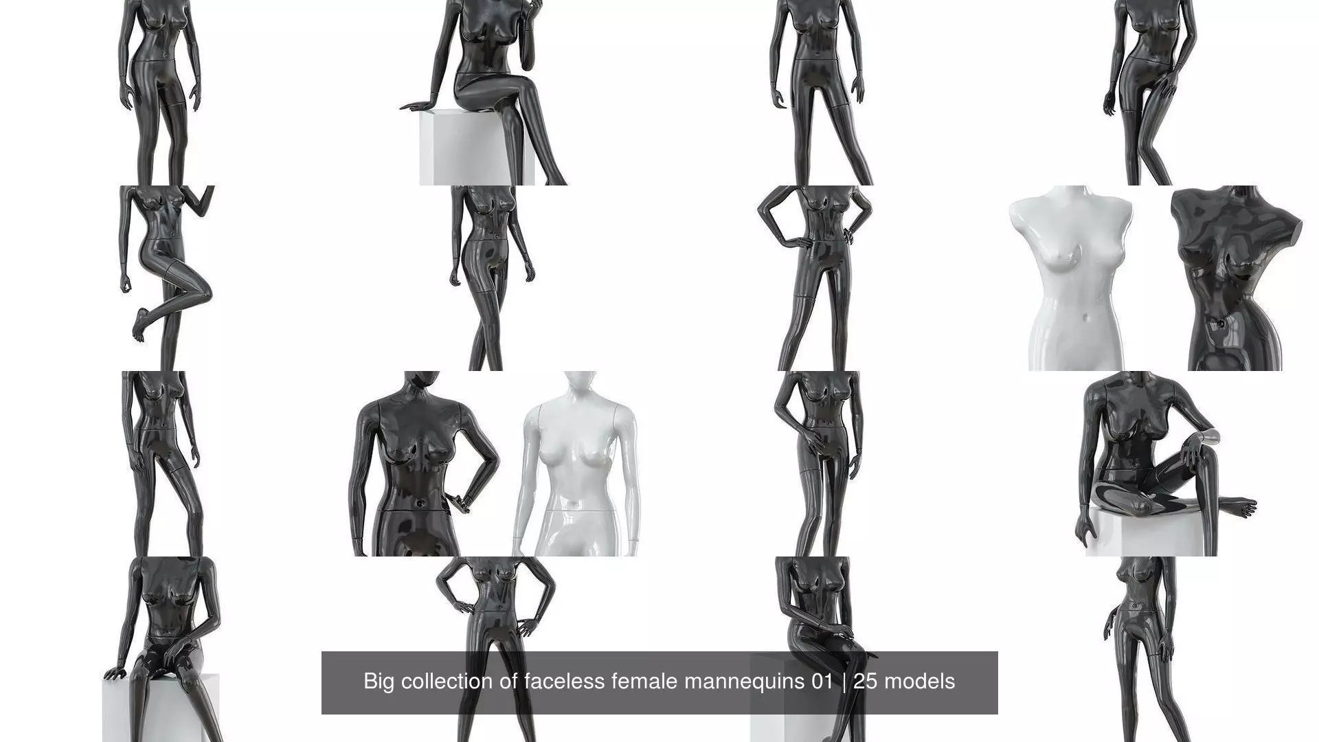Big collection of faceless female mannequins 01 _1