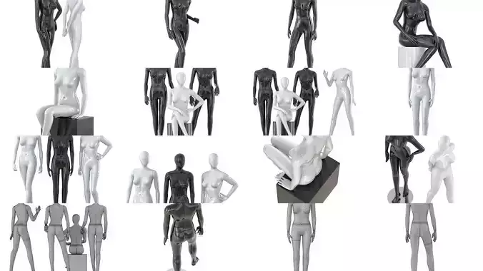 Big collection of faceless female mannequins 01 