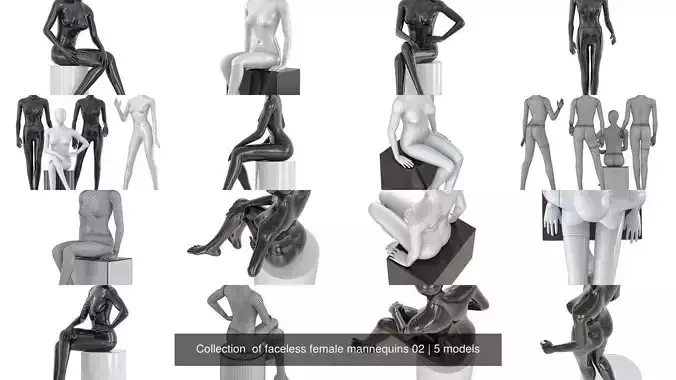 Collection  of faceless female mannequins 02