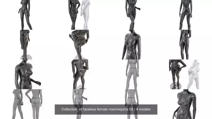 Collection  of faceless female mannequins 03 