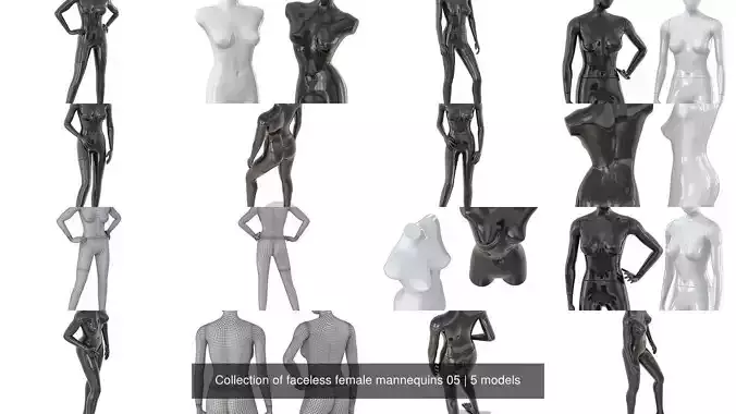 Collection of faceless female mannequins 05 
