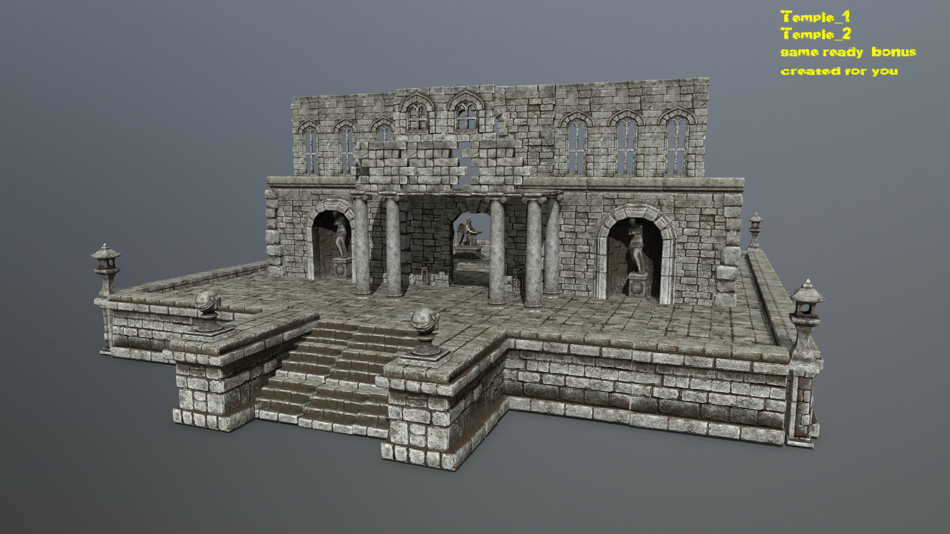 old ruin set Low-poly 3D model_2