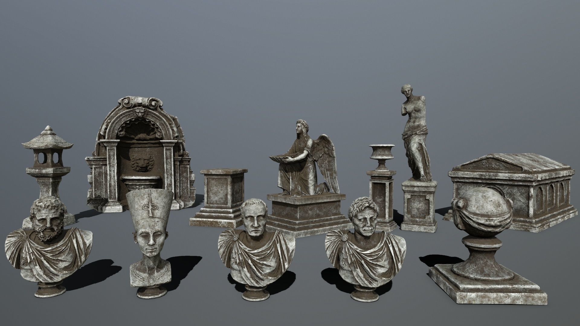 old ruin set Low-poly 3D model_4