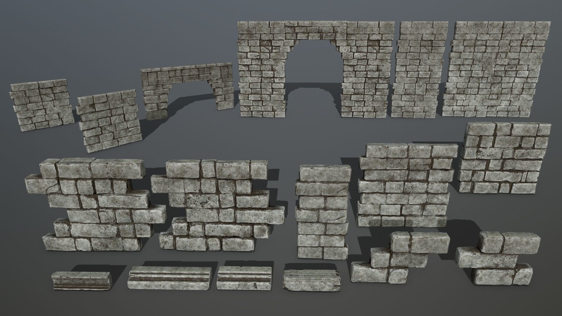 old ruin set Low-poly 3D model_10