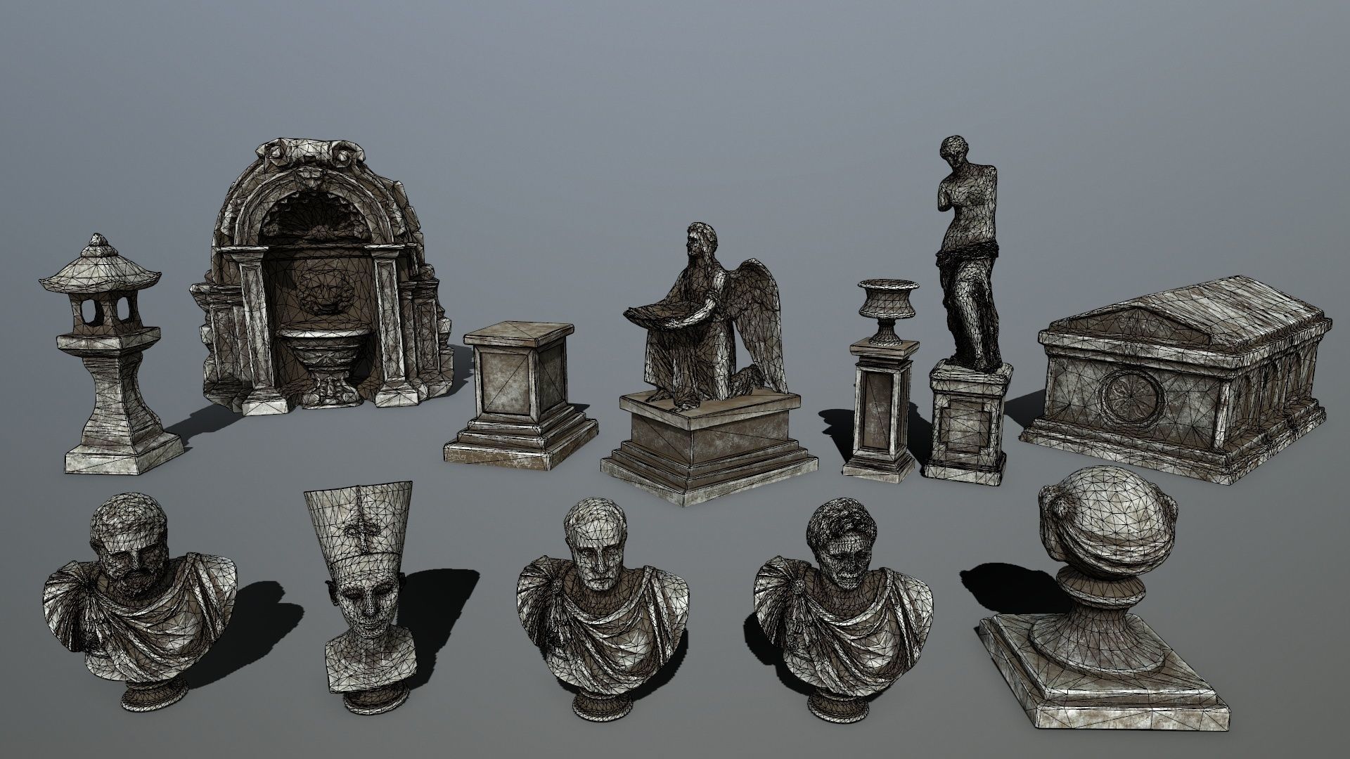 old ruin set Low-poly 3D model_40